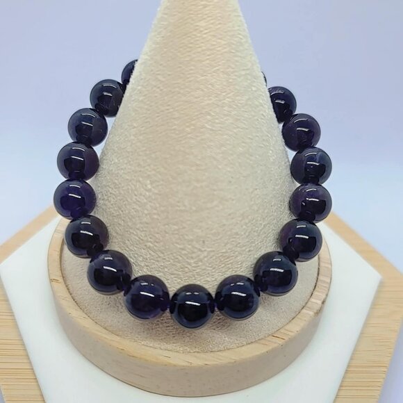Genuine Natural Amethyst Bracelet High-End Quality With Certificate 10MM - Picture 6 of 8